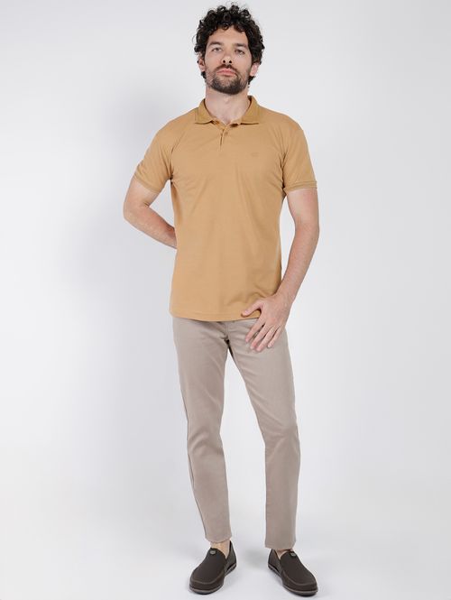Polo Manga Curta Dixie Masculina CARAMELO