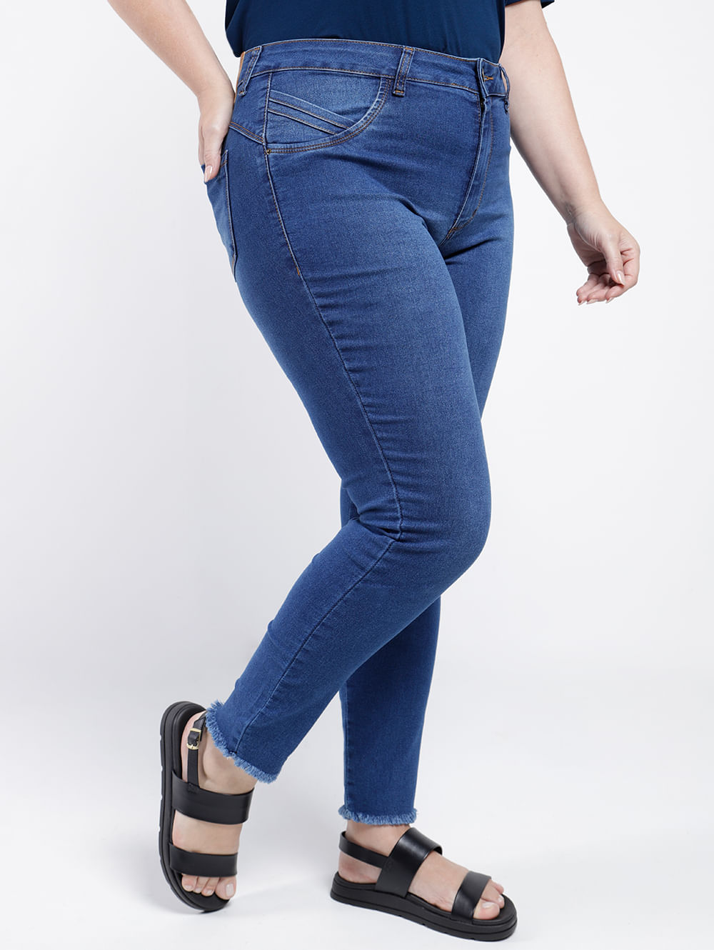 Max Premium Jeans  Calça Jeans Plus Size Feminina Tradicional Com Ziper na  Barra Skinny Lycra