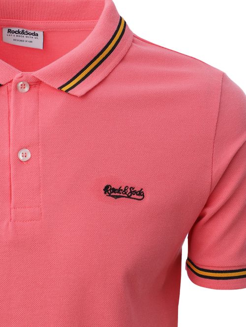 Polo Manga Curta Rock e Soda Masculina ROSA