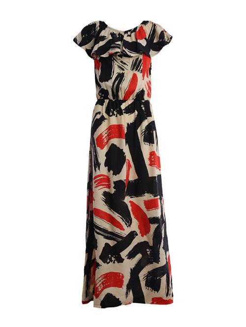 Vestido Longo Ciganinha Feminino LARANJA/BEGE