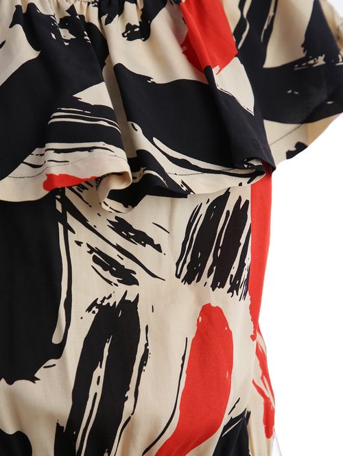 Vestido Longo Ciganinha Feminino LARANJA/BEGE