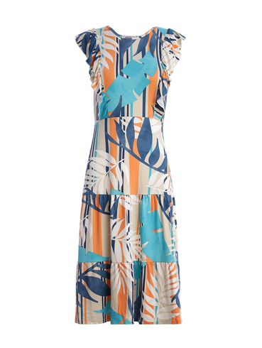 Vestido Midi Feminino AZUL/LARANJA