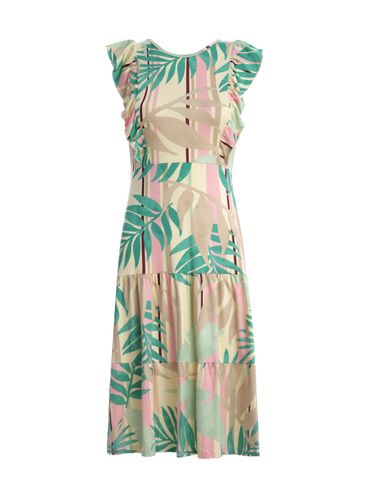 Vestido Midi Feminino VERDE/ROSA CLARO