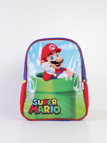 Mochila Escolar Super Mario Infantil - AZUL