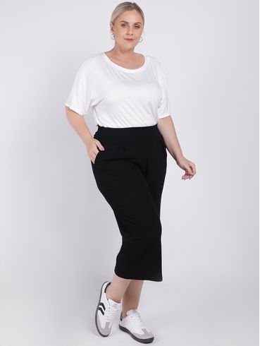 Calça Pantacourt Plus Size Feminina PRETO