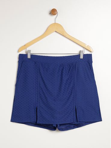Short Saia Broderi Autentique Plus Size Feminino AZUL