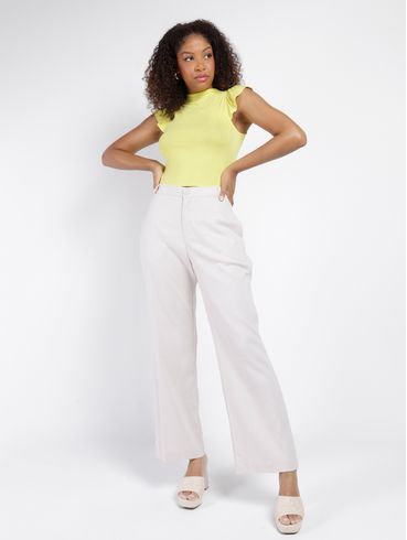 Blusa Manga Curta Canelada Habana Feminina AMARELO
