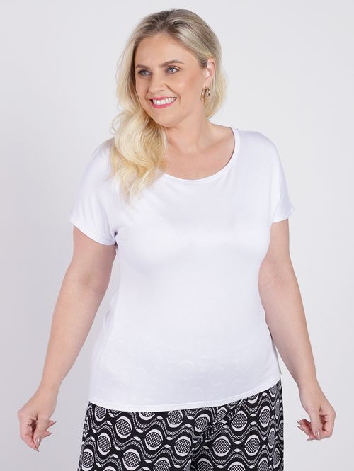 Blusa Manga Curta Autentique Plus Size Feminina Branco