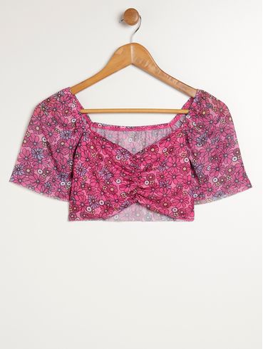 Blusa Manga Curta Juvenil para Menina - PINK
