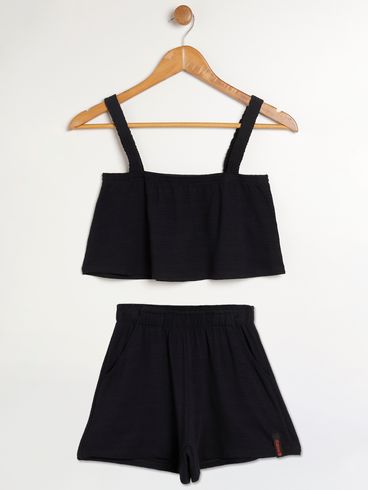 Conjunto Curto Infantil Para Menina - PRETO