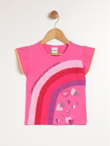 Blusa Manga Curta Infantil Para Menina - ROSA