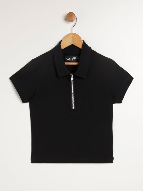 Blusa Manga Curta Vels Juvenil Para Menina - PRETO