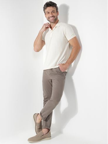 Polo Manga Curta Dixie Masculina BEGE