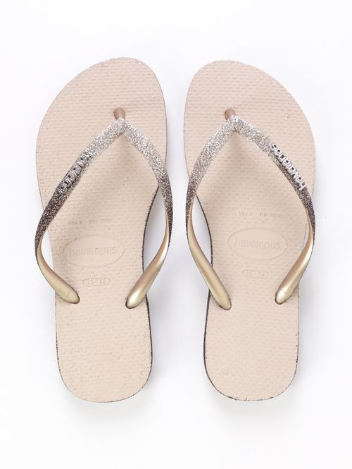 Chinelo Havaianas Slim Sparkle Me Feminino AREIA