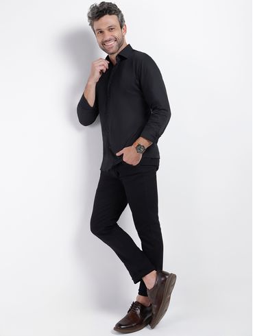 Camisa Manga Longa Masculina PRETO