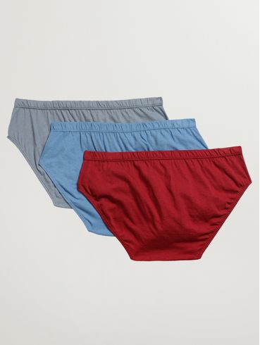 Kit Com 03 Cuecas Slip Masculinas BORDO/AZUL/PRATA
