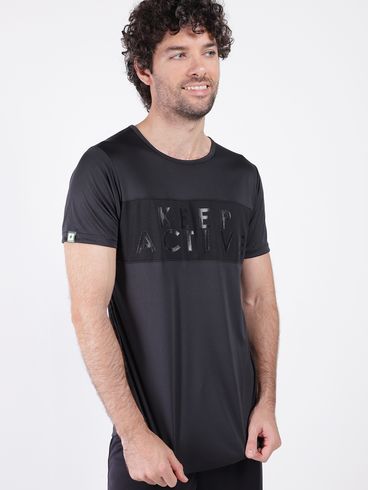 Camiseta Esportiva Manga Curta Masculina Preto