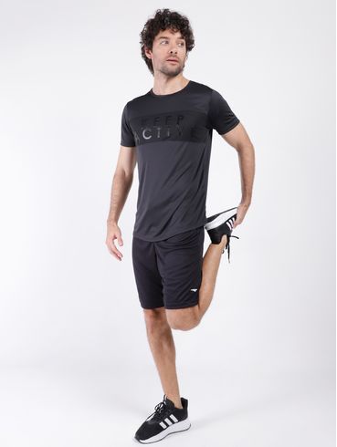 Camiseta Esportiva Manga Curta Masculina Preto