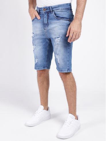 Bermuda Jeans Destroyed Masculina AZUL