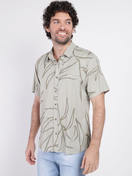 Camisa Manga Curta Gangster Masculina BEGE