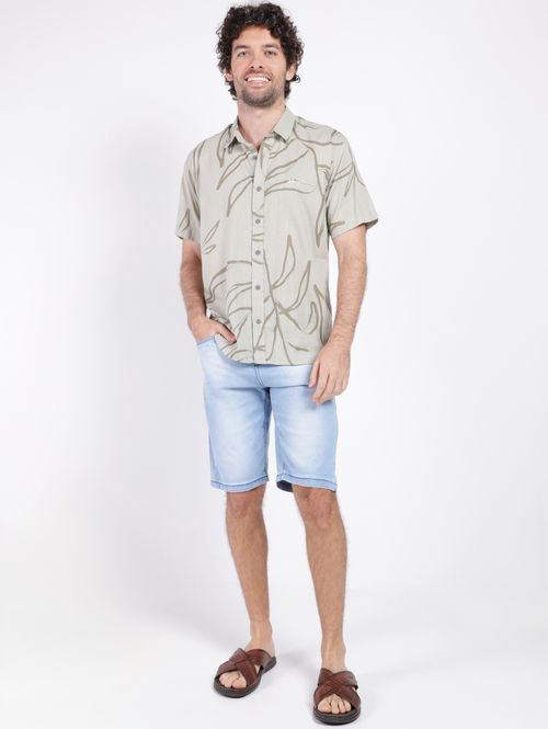 Camisa Manga Curta Gangster Masculina BEGE