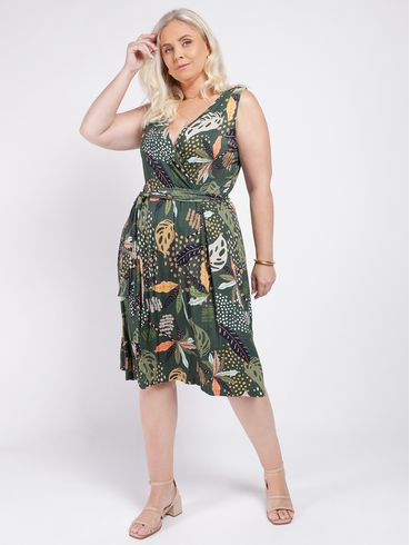 Vestido Estampado Plus Size Feminino VERDE