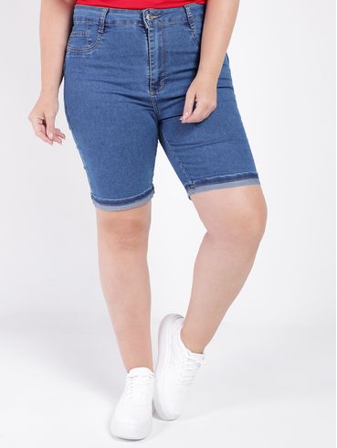 Bermuda Jeans Sawary Plus Size Feminina AZUL