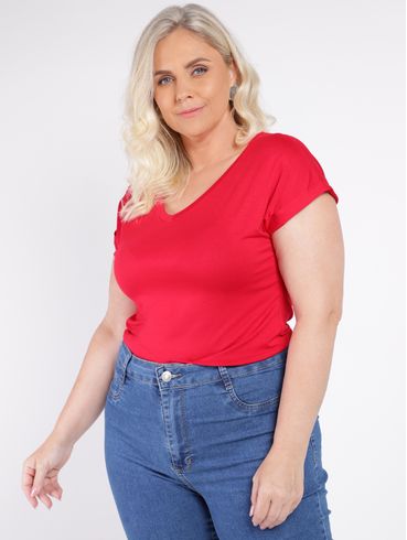 Blusa Manga Curta Autentique Plus Size Feminina Vermelho