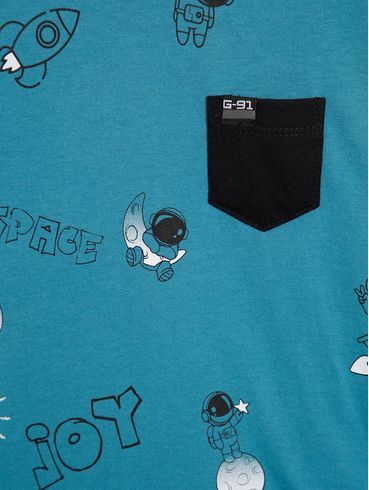Camiseta Manga Longa Infantil Para Menino - AZUL
