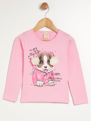 Blusa Manga Longa Infantil Para Menina - ROSA