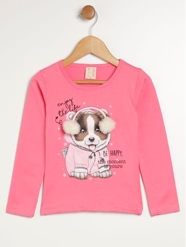 Blusa Manga Longa Infantil Para Menina - PINK