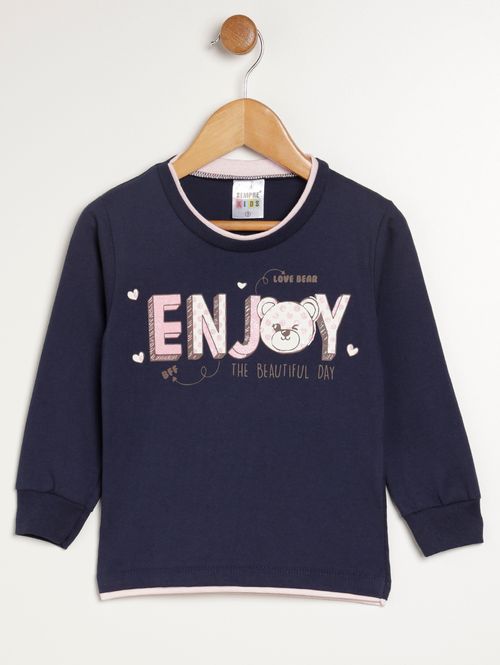 Blusa Manga Longa Infantil Para Bebê- MARINHO