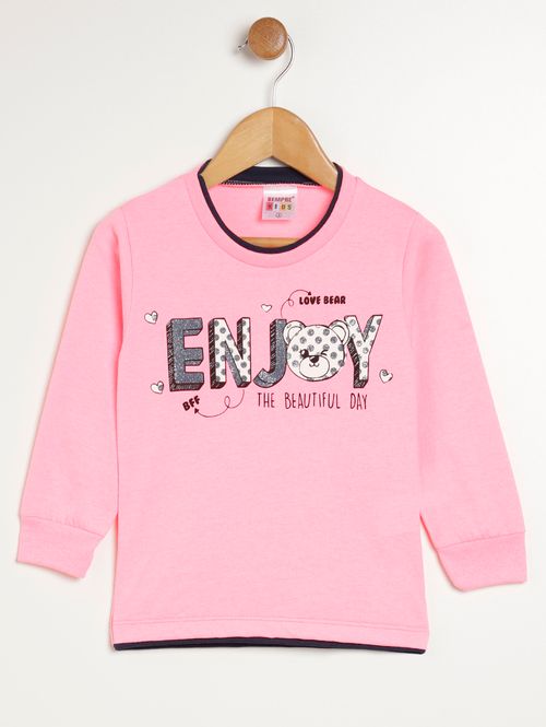 Blusa Manga Longa Infantil Para Bebê- ROSA