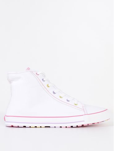 Tênis Cano Alto Juvenil Para Menina - BRANCO/ROSA/LILAS