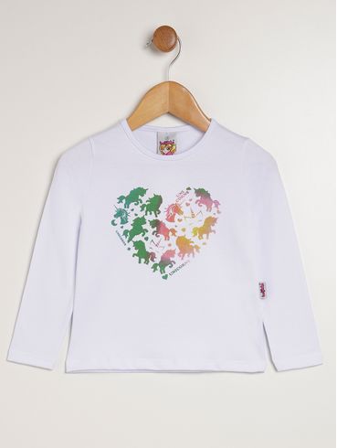 Blusa Manga Longa Infantil Para Menina - BRANCO