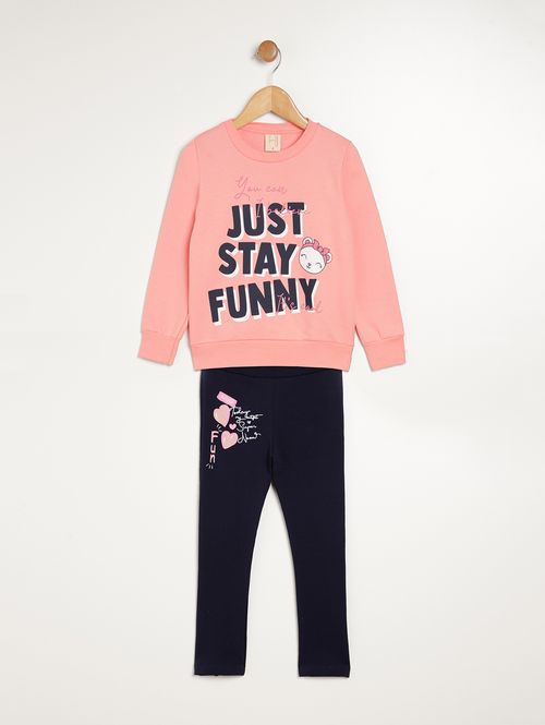 Conjunto Longo Infantil Para Menina - CORAL