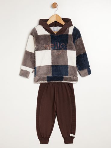 Conjunto Longo Infantil Para Bebê- MARROM