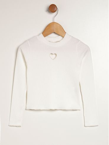 Blusa Manga Longa Infantil Para Menina - OFF WHITE