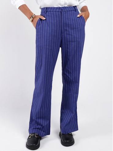 Calça Pantalona Risca de Giz Autentique Feminina MARINHO