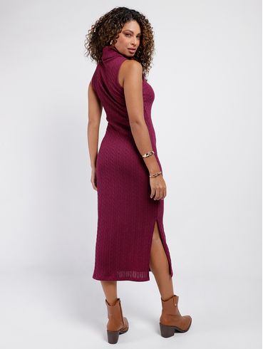 Vestido de Tricot Autentique Feminino ROXO