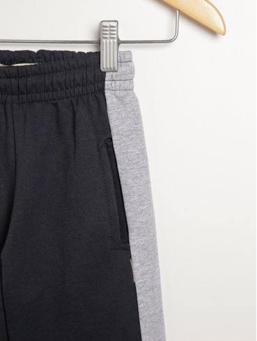Calça Jogger Moletom Infantil Para Menino - CHUMBO/MESCLA