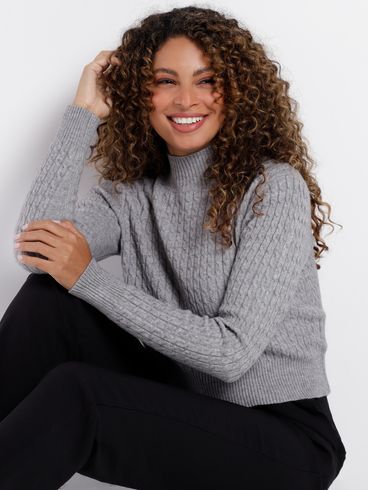 Blusa de Tricot Autentique Feminina CINZA