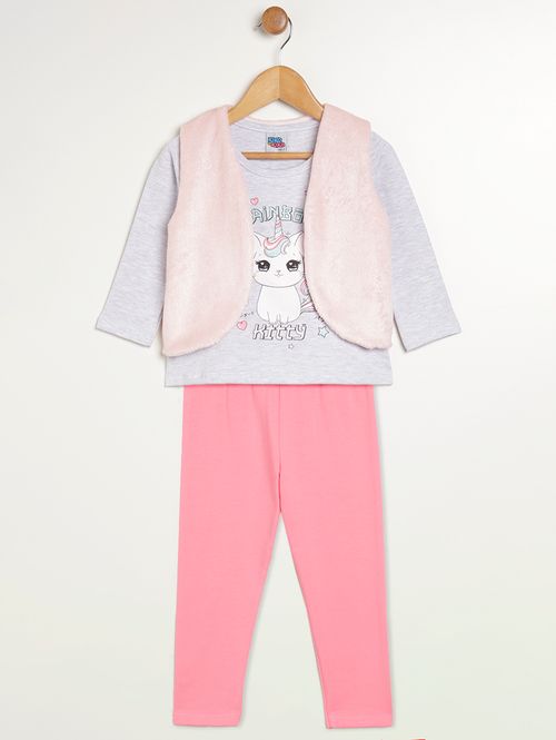 Conjunto com Colete Infantil Para Menina - MESCLA