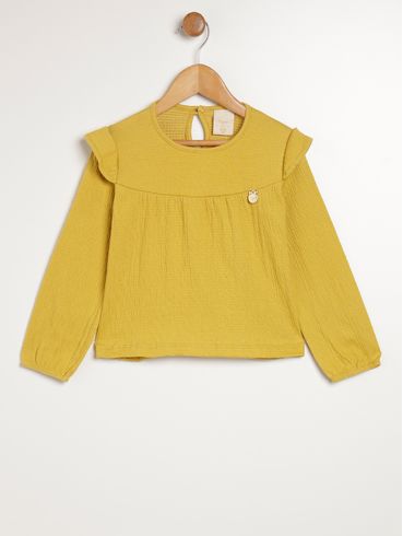 Blusa Manga Longa Infantil Para Menina - OCRE
