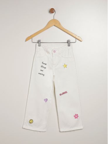 Calça Sarja Infantil Para Menina - OFF WHITE