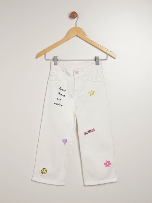 Calça Sarja Infantil Para Menina - OFF WHITE
