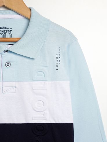 Polo Manga Longa Infantil Para Menino - AZUL