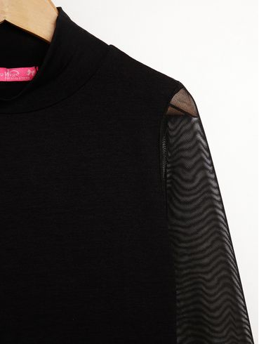 Blusa Manga Longa Juvenil Para Menina - PRETO