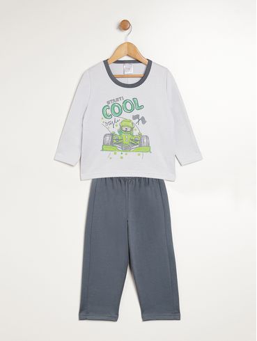 Pijama Longo Infantil Para Menino - CINZA
