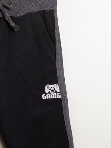 Calça Jogger Moletom Infantil Para Menino - PRETO